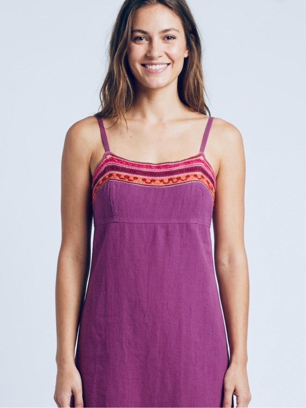 Ethnic Indian Wear Purple Spaghetti-strap Embroidered Mini Dress, Size 38 S-M